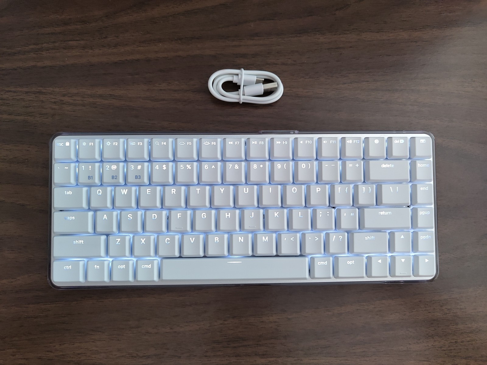 Macally 84-Key Bluetooth Wireless Keyboard with Clear Bottom for Mac (Aluminum)