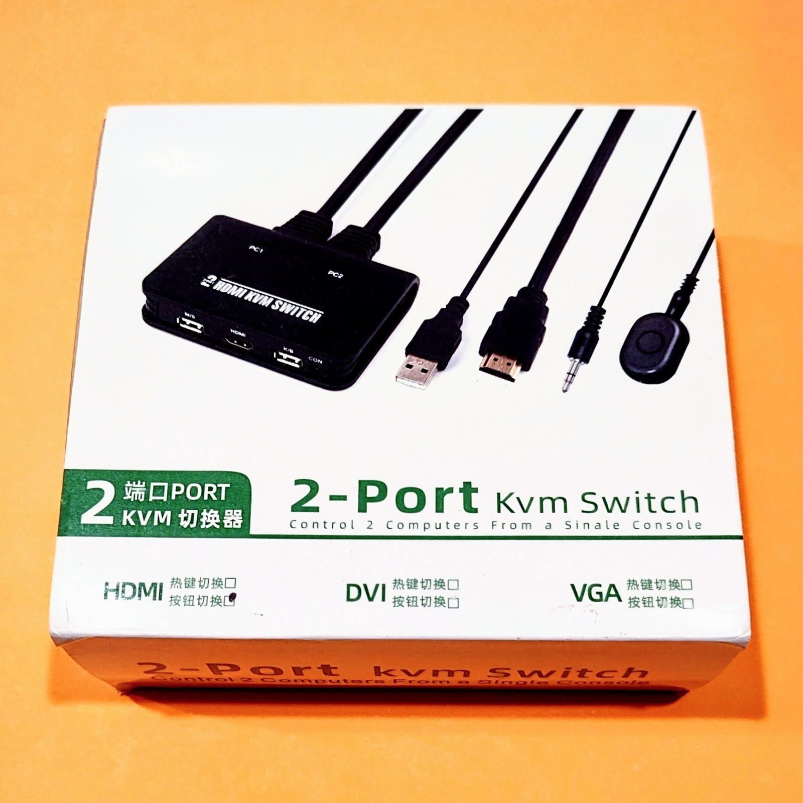 JideTech 2-Port KVM Switch USB HDMI Cable Video Cables & USB 4kx2k@30Hz