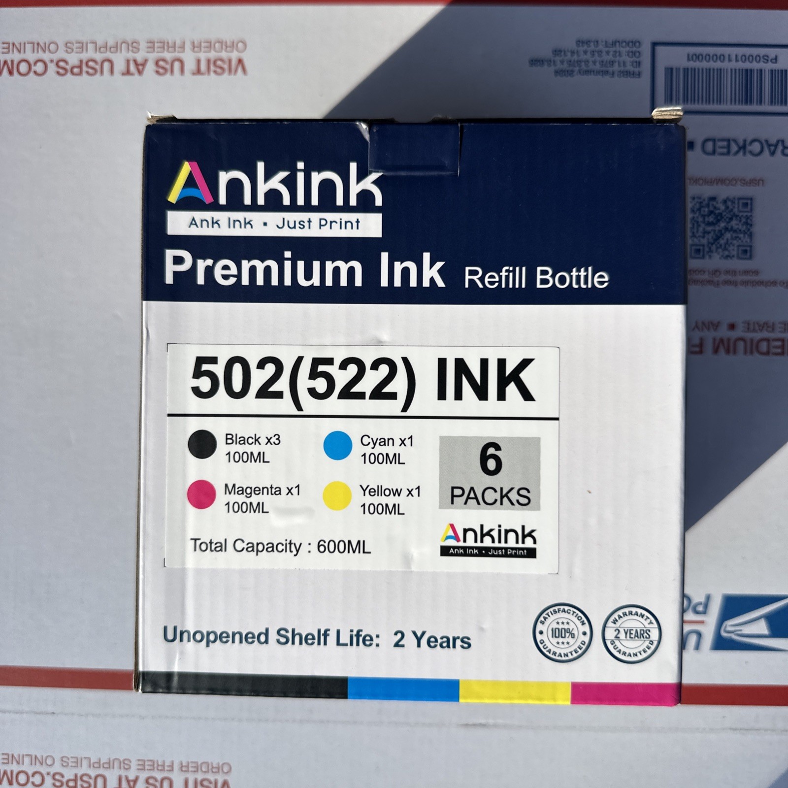 Ankink 502 / 522 Ink Refill Bottles, 6 bottles, New / Open Box - Exp. 9/27