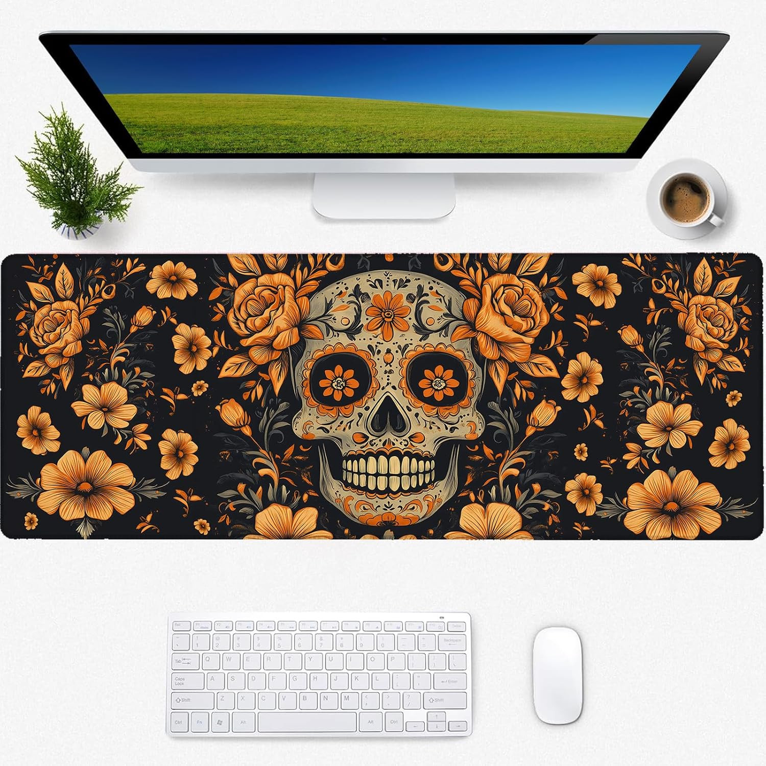 Sugar Skull Gaming Mouse Pad, Desk Mat, Non-Slip Rubber Base Cool Aesthetic Mous