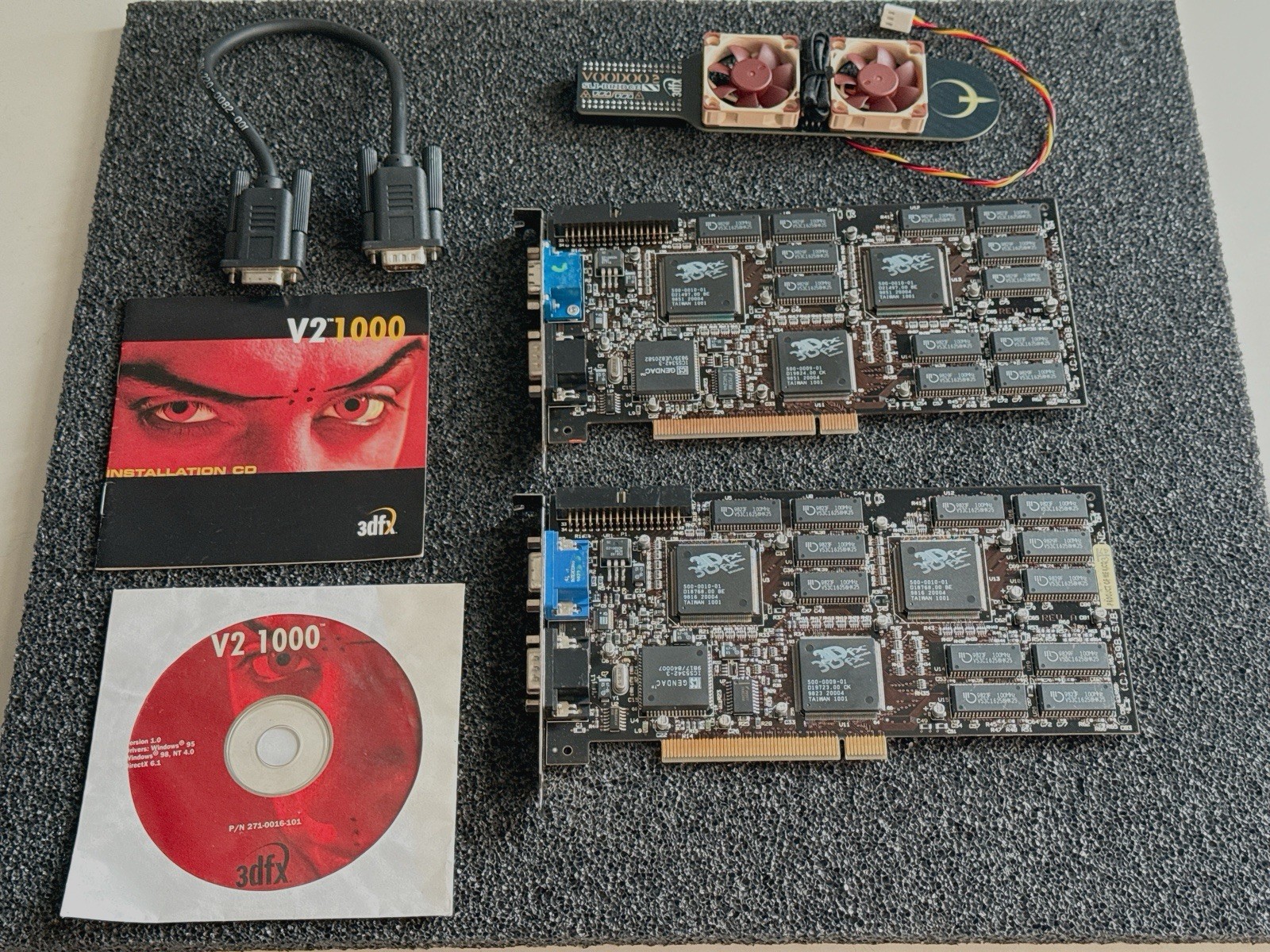 3dfx - STB - voodoo 2 PCI 12MB SLI (2 Cards) - BlackMagic And Noctua Fan Bridge