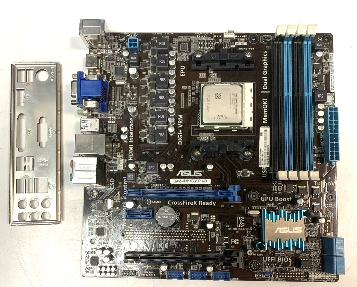 Asus F2A55-M Socket FM2 Micro ATX Motherboard w/ I/O Shield + CPU