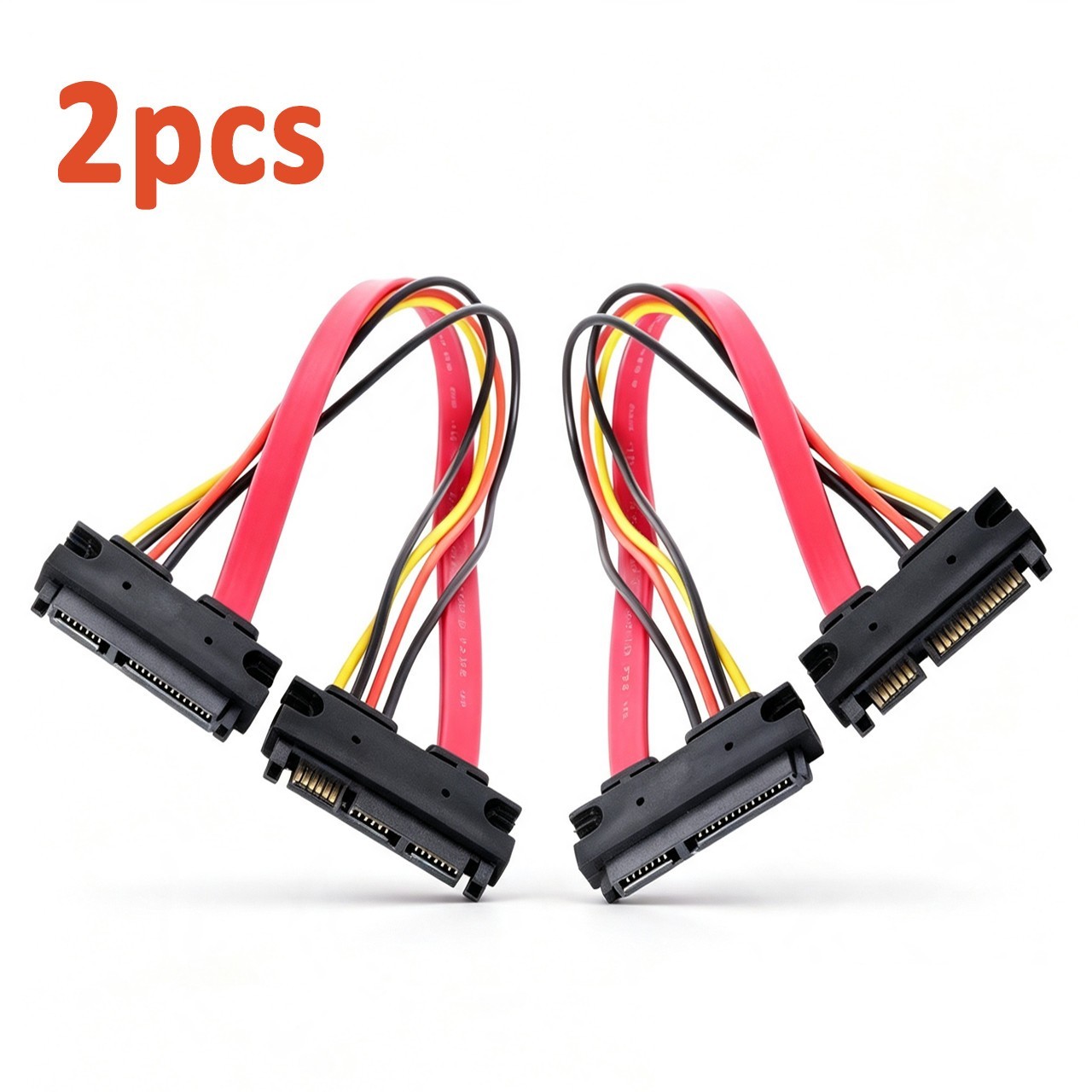 SATA III 22Pin（7+15）Extension Cable Male to Female SSD HDD Data Power 2-Pack
