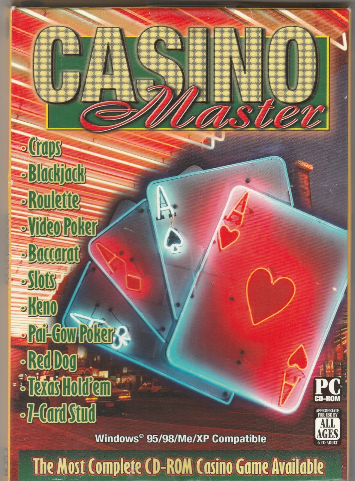 Casino Master PC CD-Rom by PC Treasures for Windows XP/98