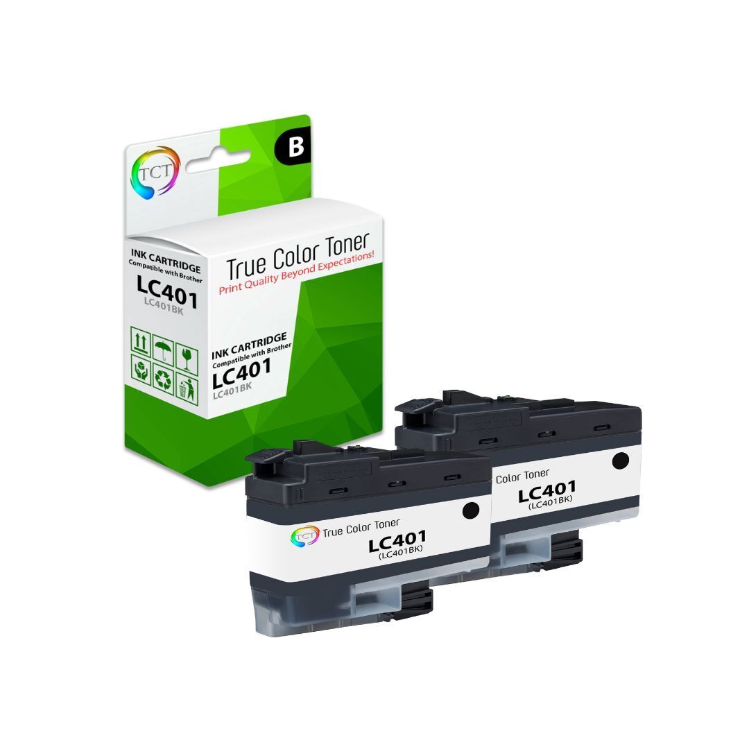 2PK TCT Premium LC401 Black for Compatible Brother MFC-J1010 J1012 Ink Cartridge