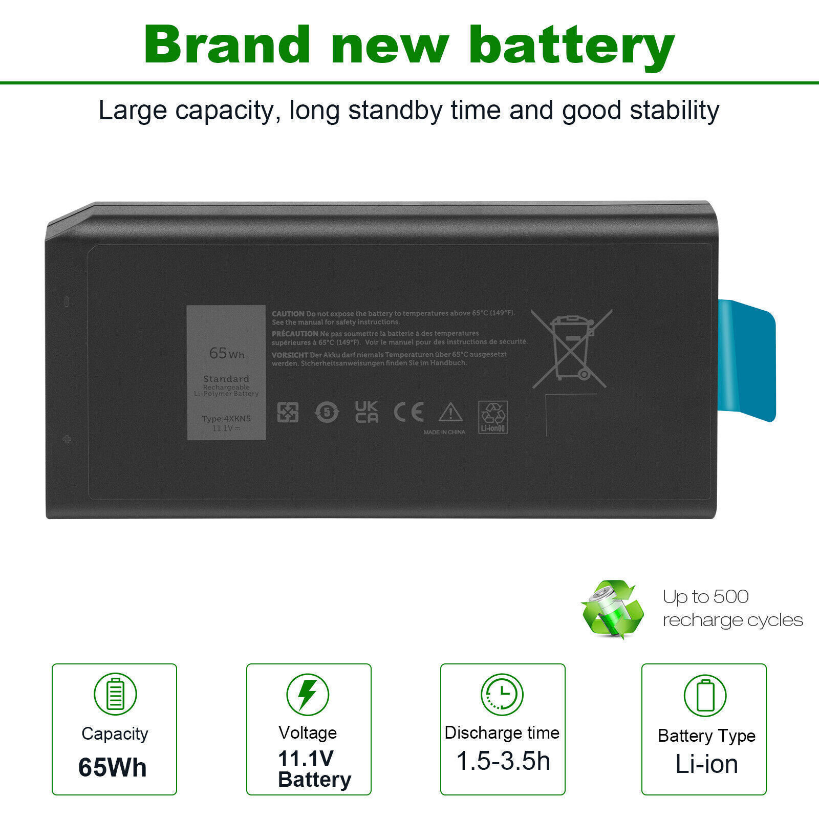 X8VWF 4XKN5 Battery For Dell Latitude 14 Rugged 5404 5414 E5404 7404 7414