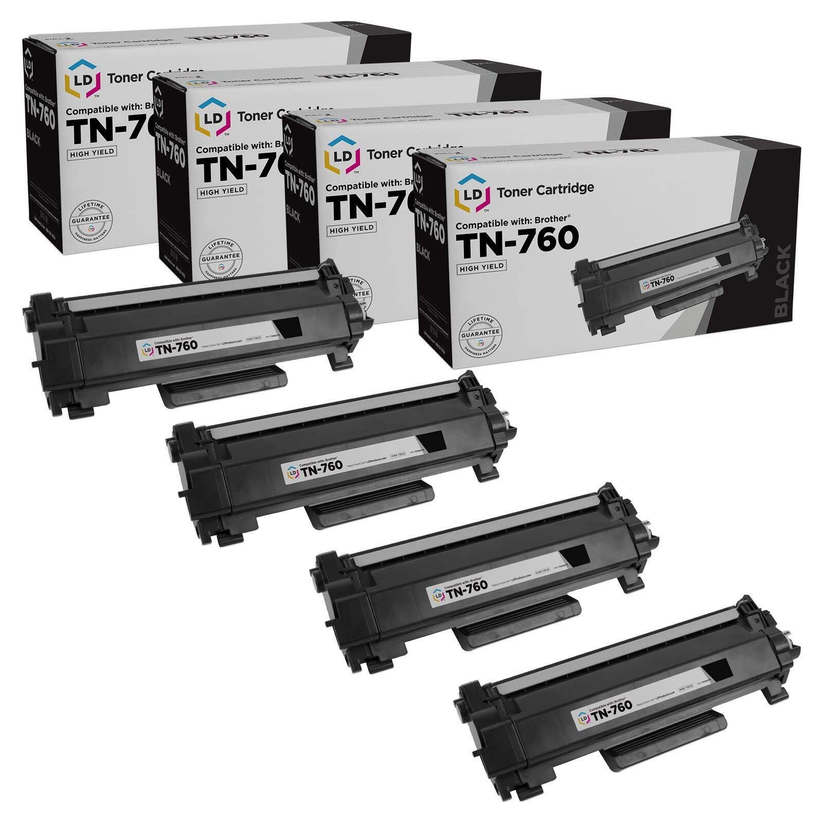 LD Products Compatible Toner Cartridge Replacement Brother TN760 Black 4-Pack