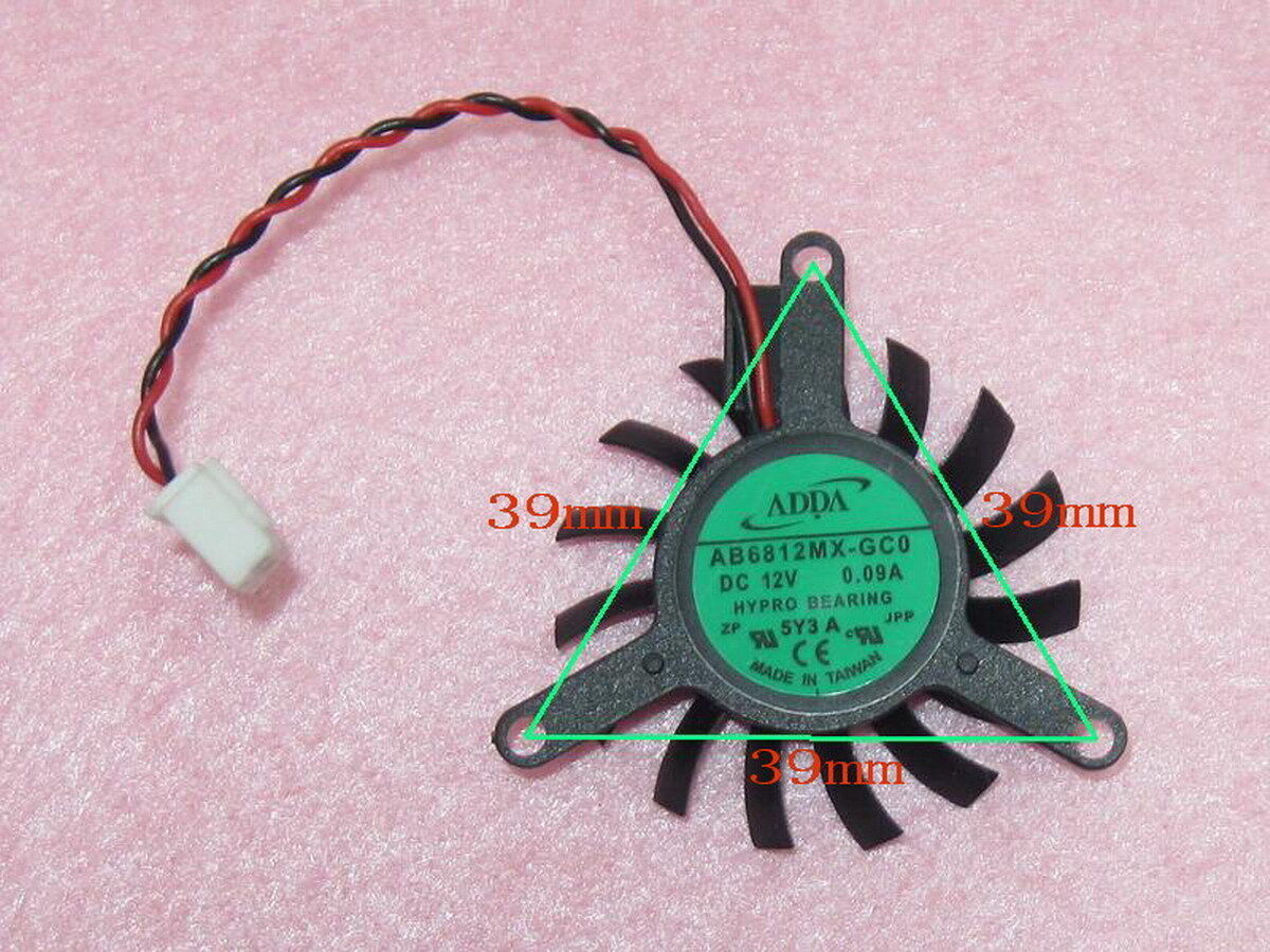 Cooler Fan For NVIDIA ADDA AB6812MX-GC0 37mm 2 Pin Graphics Card