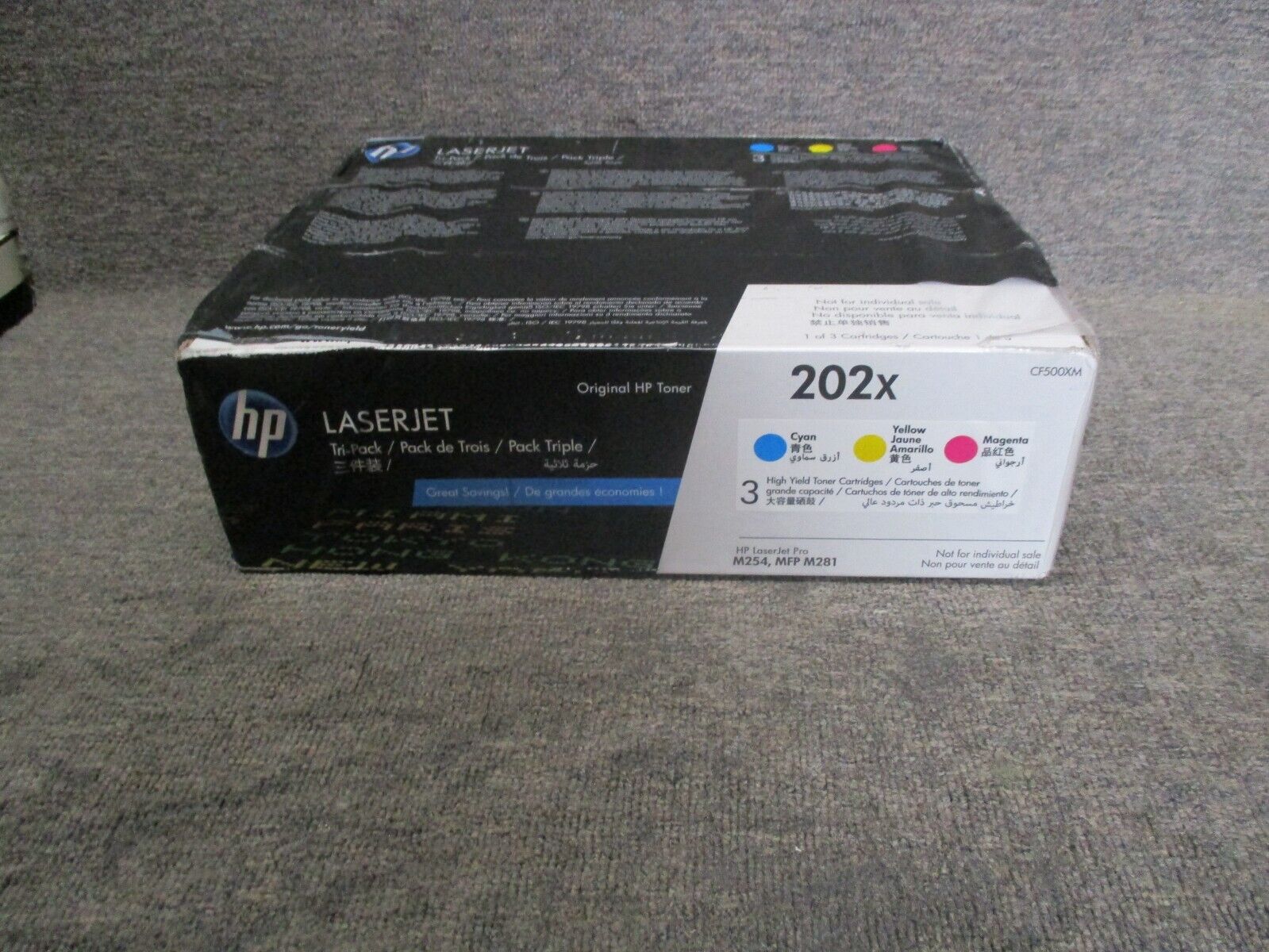 Genuine HP 202X 3-pack High Yield Cyan/Magenta/Yellow Toner CF500XM