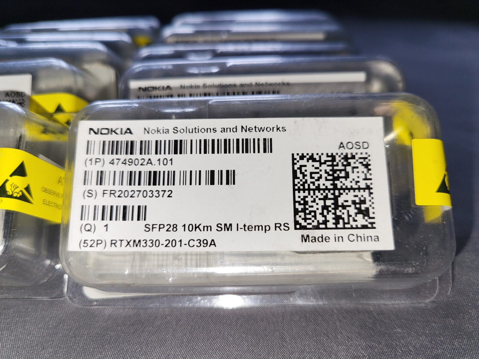AOSD NOKIA SFP28 10Km SM I-TEMP RS 474902A.101 RTXM330-201-C39C SEALED