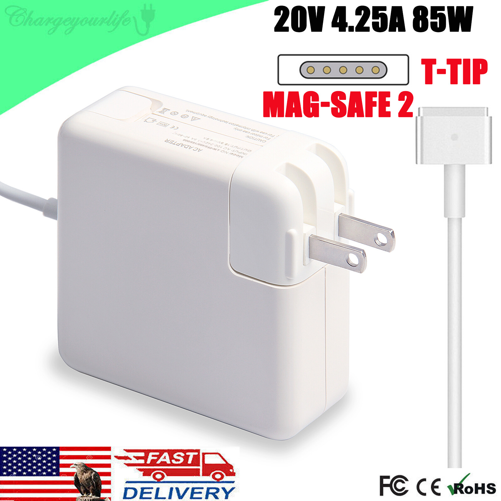 85W Charger For MacBook Pro Mag-Safe2 A1398 Late 2012-2014 2015 Power AC Adapter