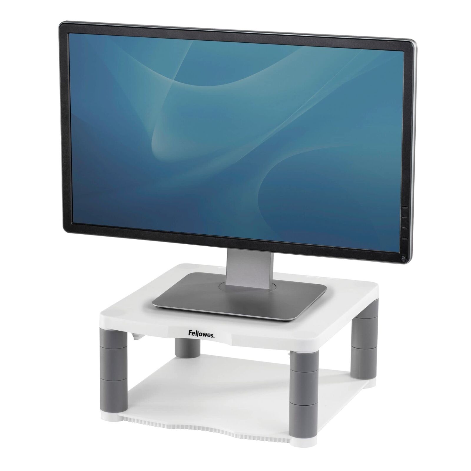 Fellowes Premium Adjustable Monitor Stand, White, Supports Up To 36kg or 21”, 5 