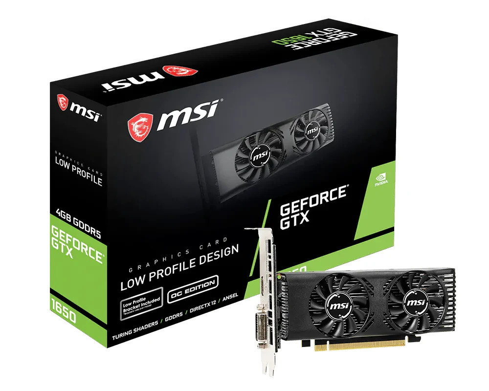MSI GeForce GTX 1650 4GT LP OC 4GB GDDR5 Low Profile Graphics Card