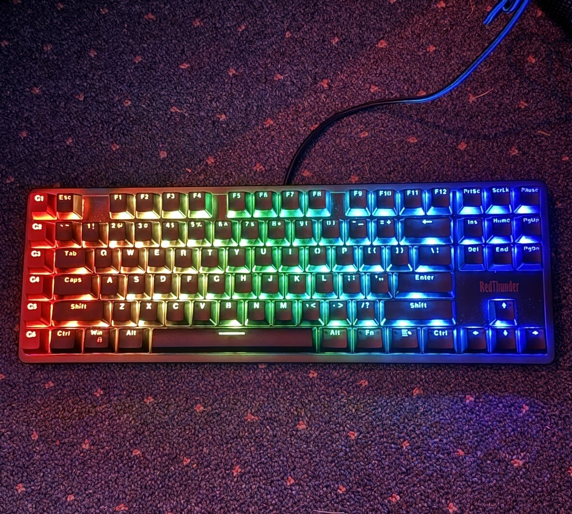 RedThunder RGB Gaming Keyboard K90 Tested Works Braided Cord Adjustable Feet USB