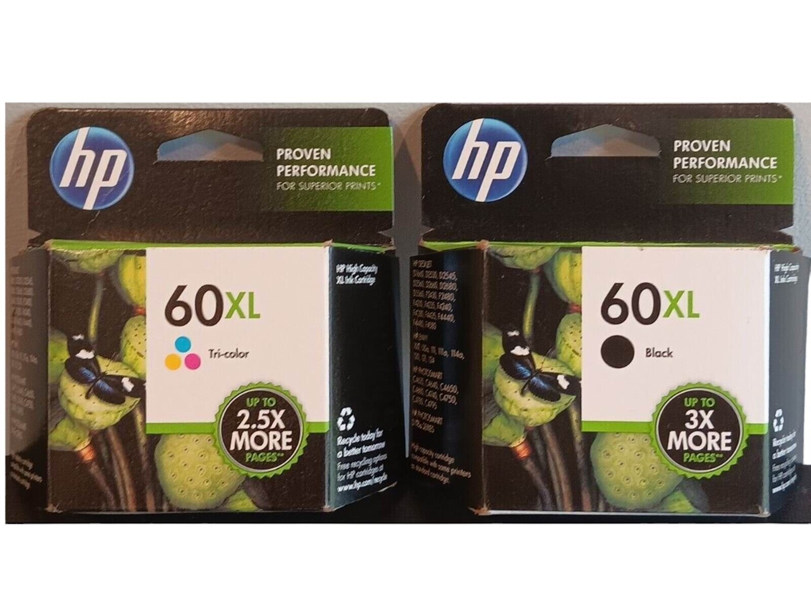 HP 60XL Black + HP 60XL Tri-Color Combo-Pack Ink Cartridges New Genuine N9h59fn