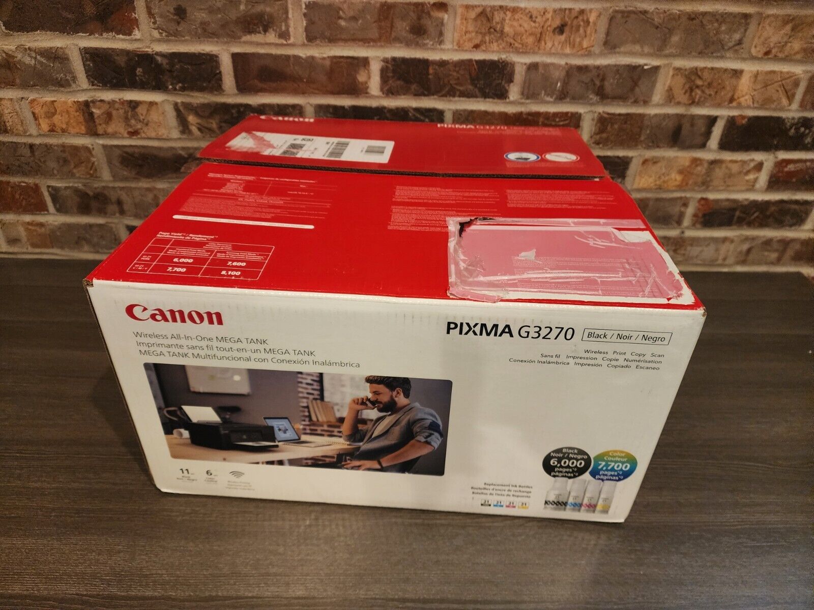 Open Box Canon PIXMA G3270 Wireless All-In-One SuperTank Inkjet Printer Black