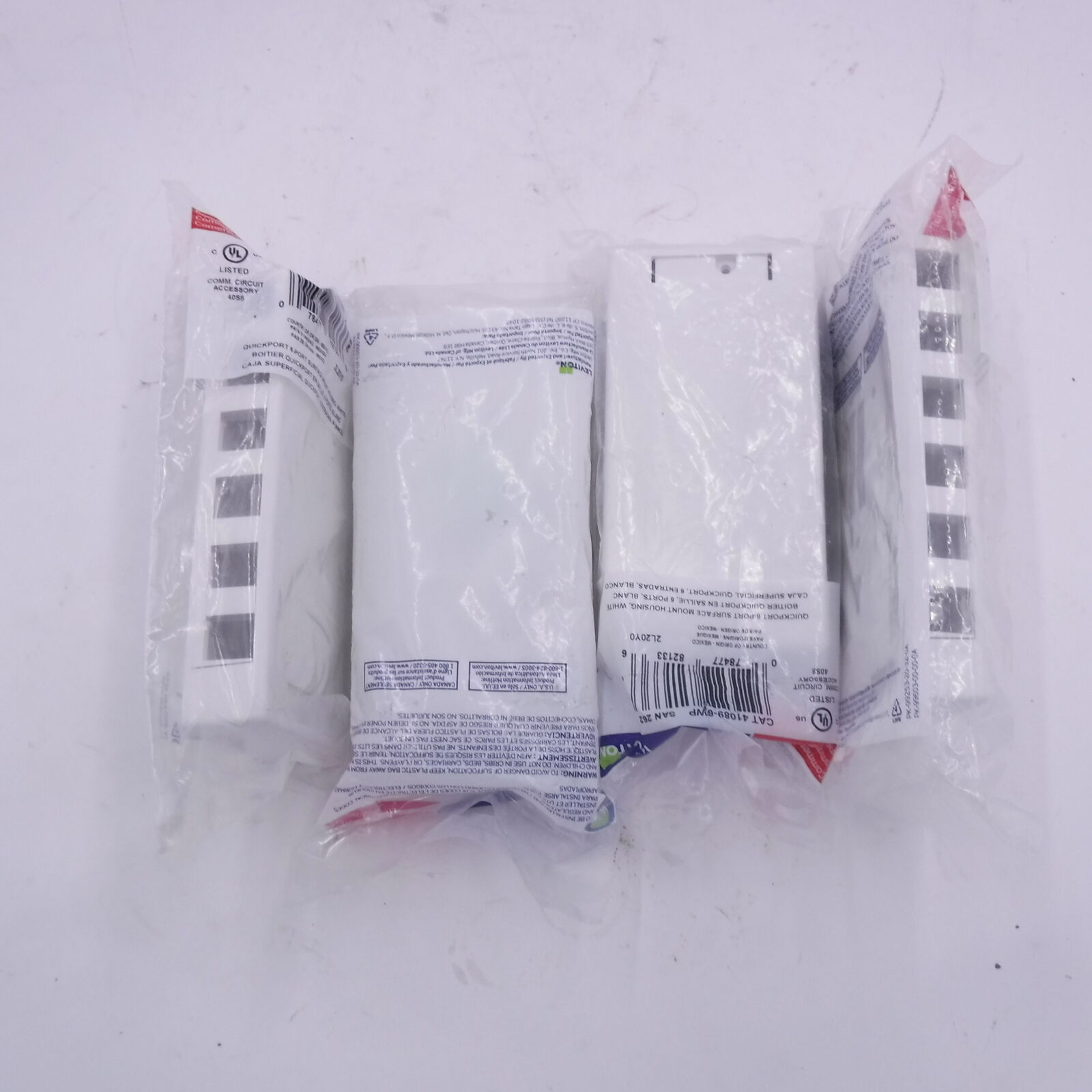 4 Pack LEVITON QuickPort Surface Mount Housing 6-Port In White 41089-6WP