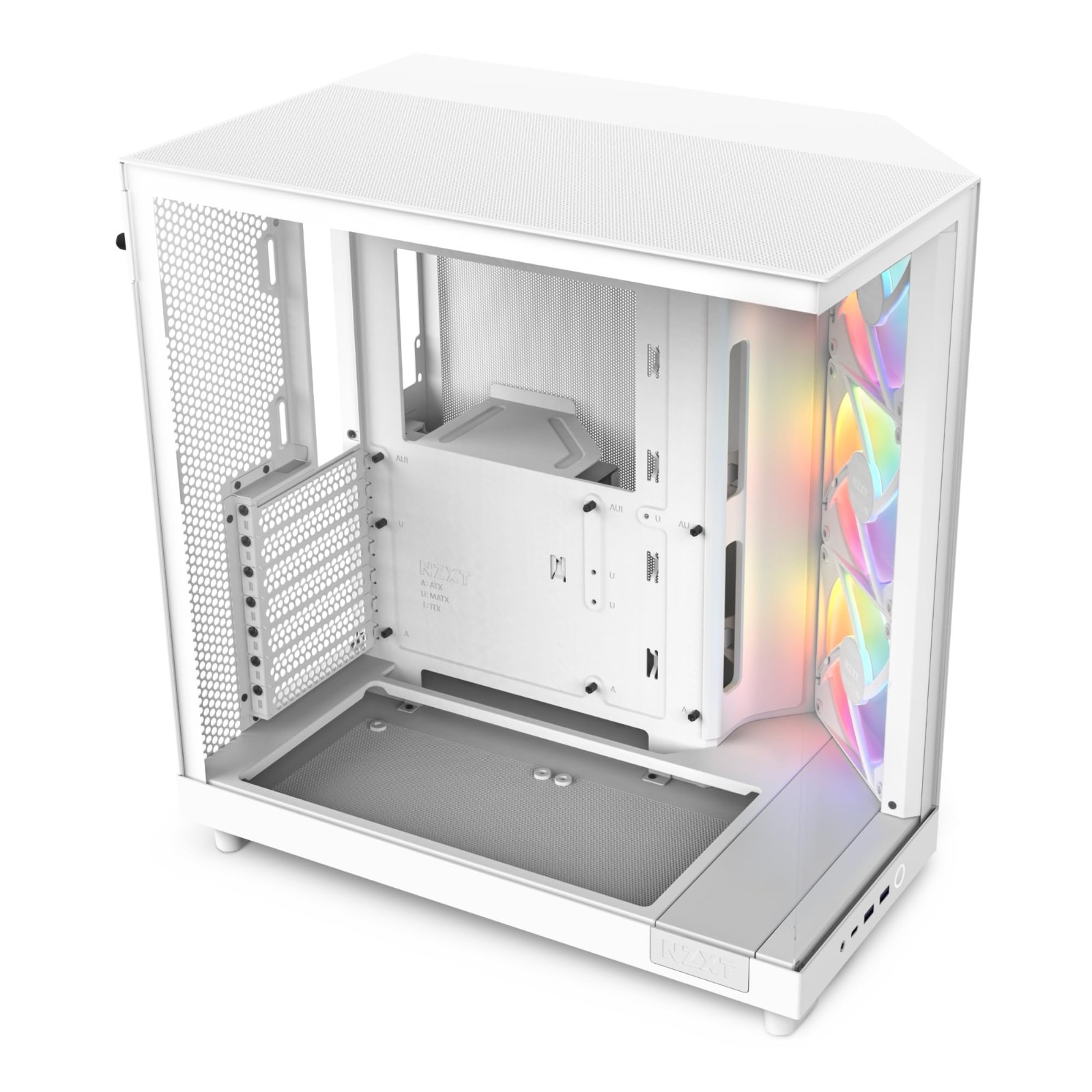 H6 Flow RGB White Mid Tower PC Case 3x120mm RGB Fans ATX mATX Mini-ITX