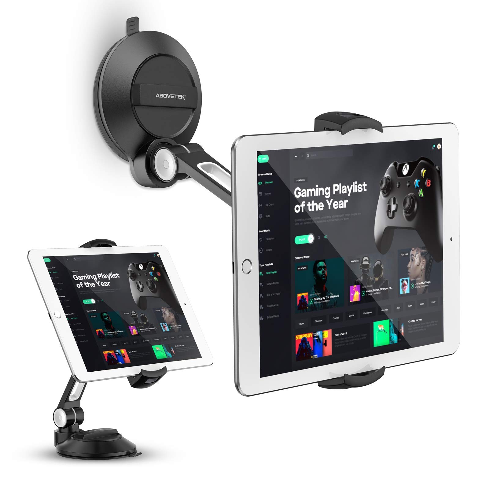 AboveTEK iPad Suction Mount, Phone Tablet Stand 4.5 x 5.5 x 1.5 inches, Black