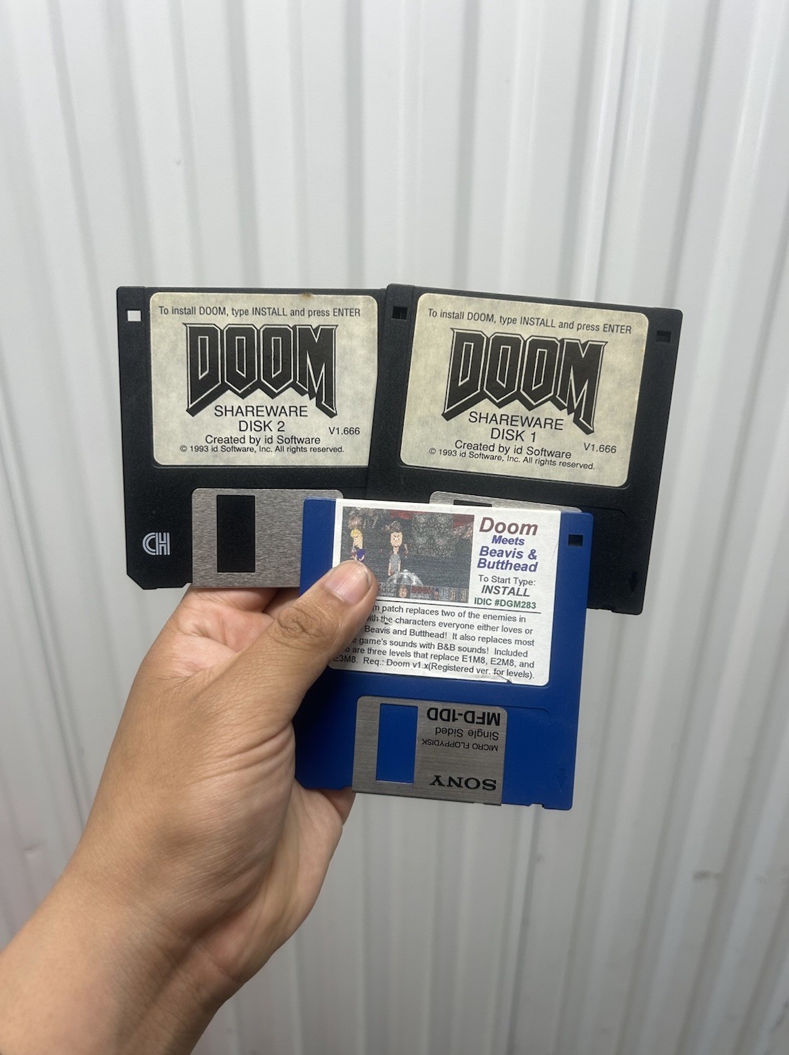Vintage 1993 id Software DOOM 3.5” Floppy Disk 1 & 2 Original PC Version V1.666