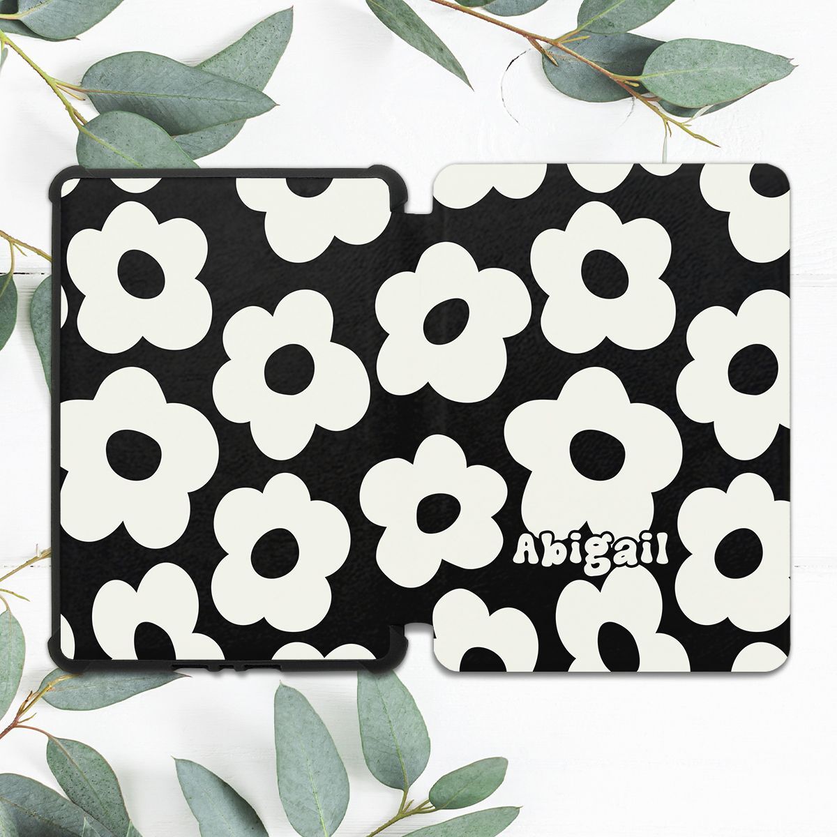 Custom Name Black Flowers Case For All-new Kindle 10th Gen Kindle Paperwhite