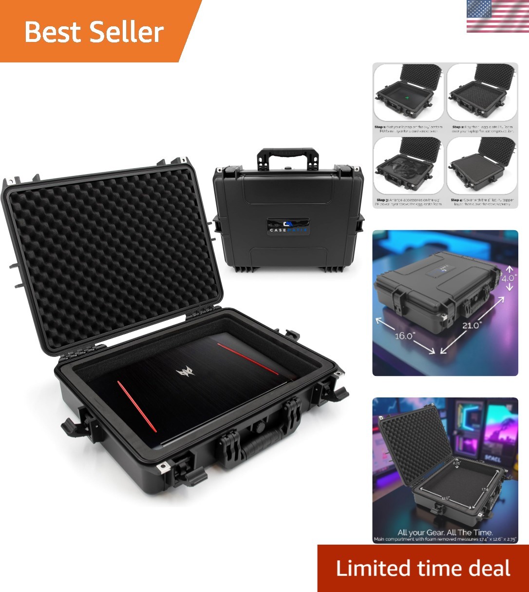 Ultimate Protection Waterproof Hard Case for 15.6-17.3" Laptops & Accessories