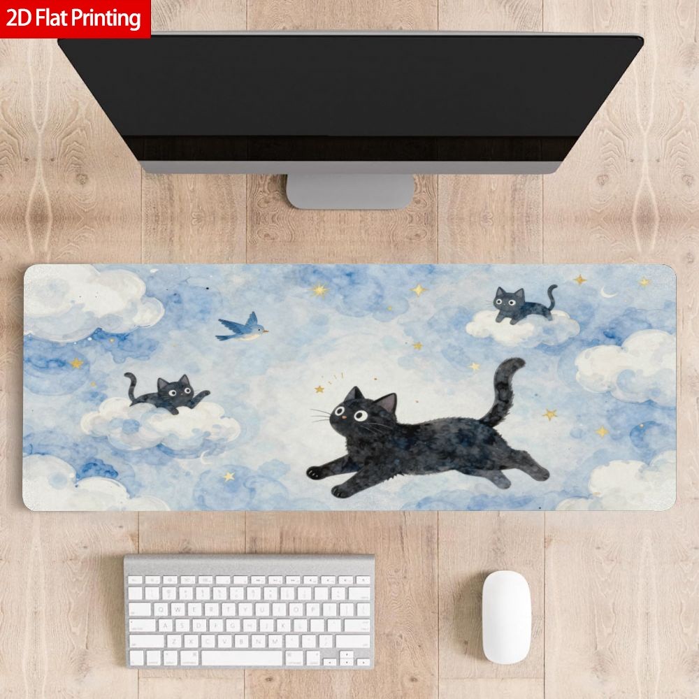Large Desk Mat Compatible for Office & Gaming - Thick Non-Slip Rubber Base Tab