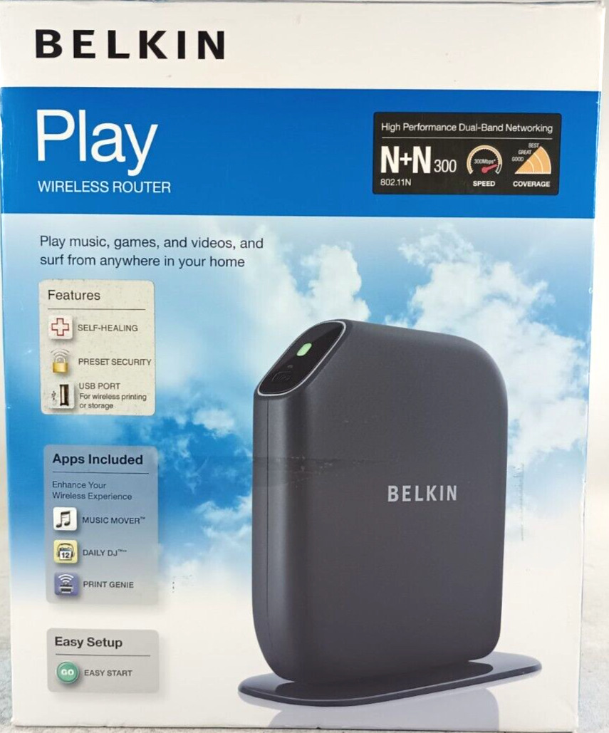 Belkin Play N300 Wireless Router N+ Dual Band Networking Gaming