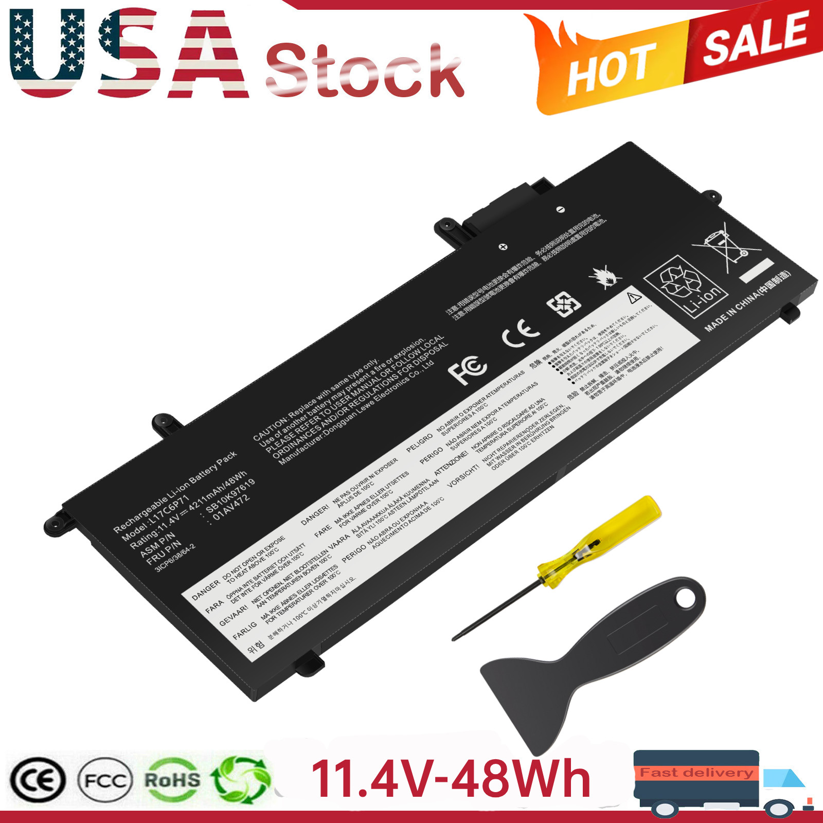 L17M6P71 Battery For Lenovo ThinkPad X280 A285 L17L6P71 01AV470 01AV471 01AV484