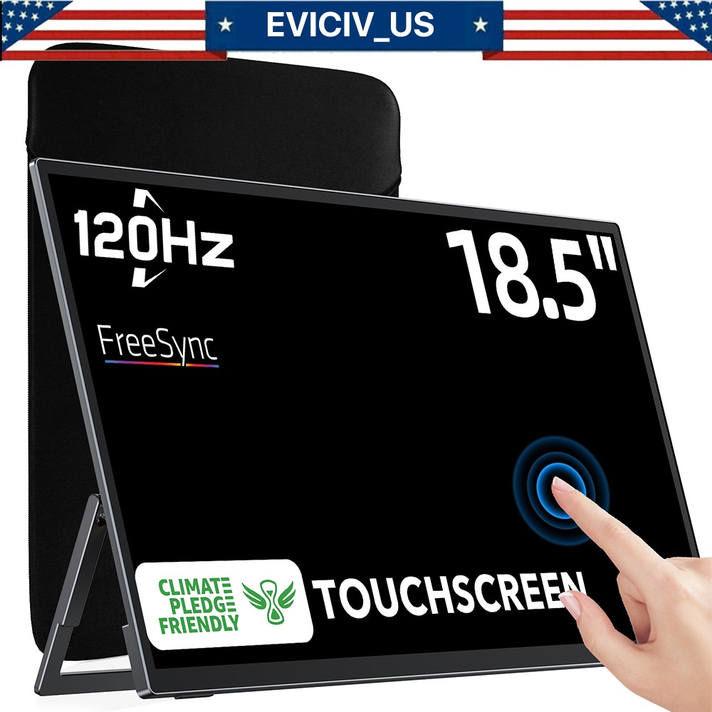 18.5" FHD Touchscreen Portable Monitor 120HZ w/VESA for Laptop Computer PS6 Used