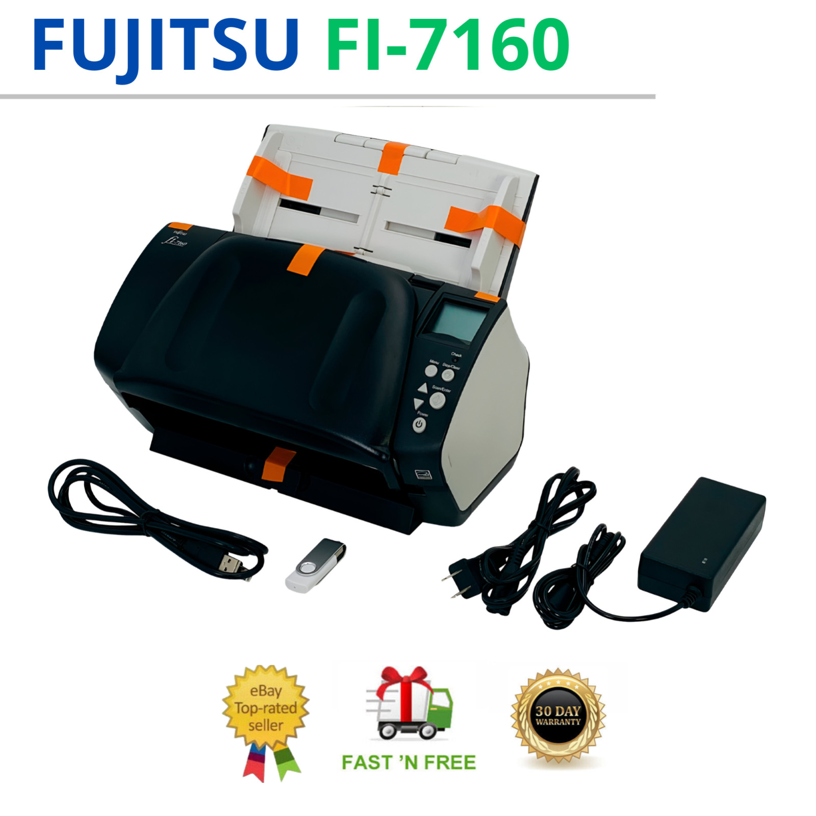 Fujitsu Fi-7160 Duplex Sheetfed Scanner w/FULL PACKAGE (Adapter+USB+Drivers)