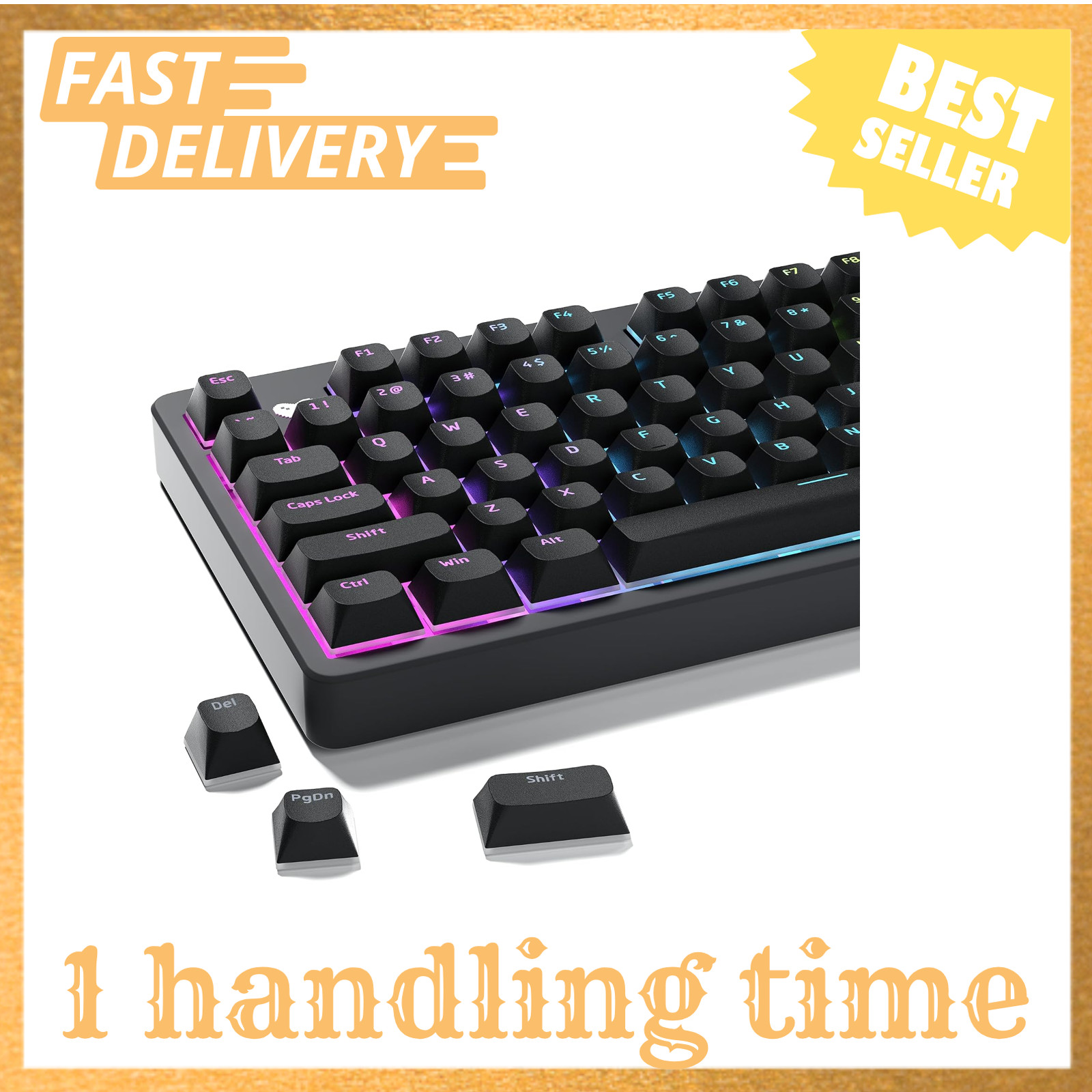 XVX Shine Through Keycaps Black Semi Translucent PBT Set for Cherry Gateron MX