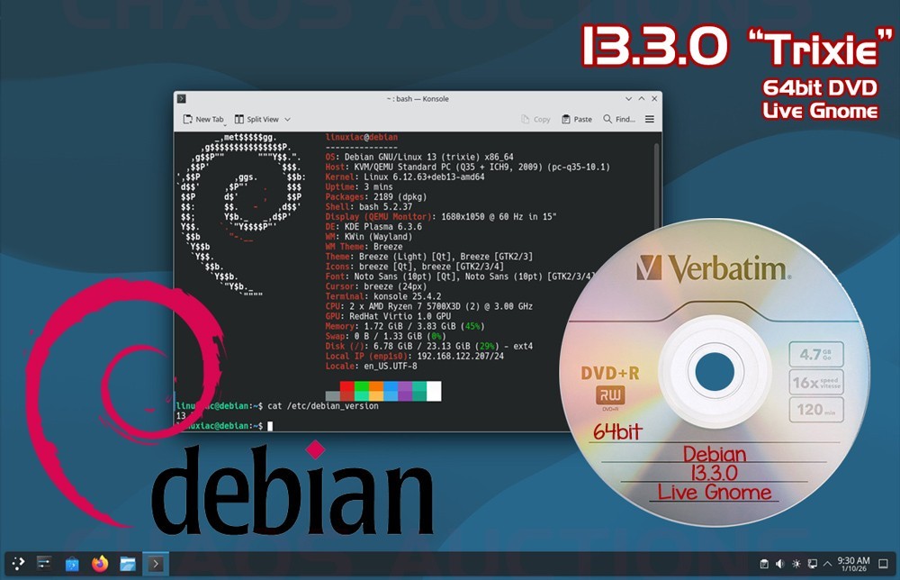 DEBIAN 13 'Trixie' Linux Live DVD Editions