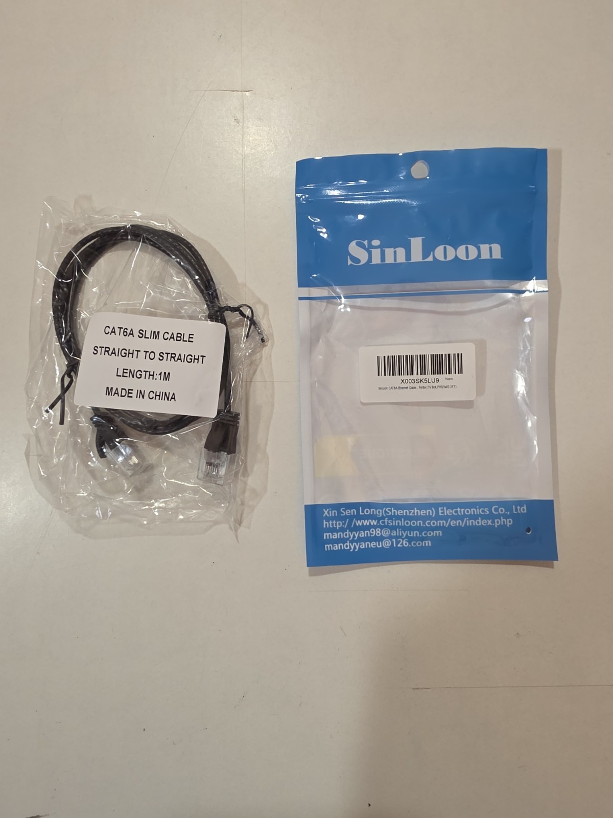 SinLoon CAT6A Slim Ethernet Cable 1M (3.3ft) Straight to Straight Network...