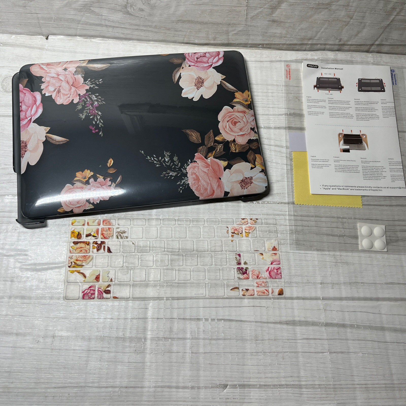 Mosiso Macbook Air 13” Peony Flower Case With Protector & Flower Keyboard Cover