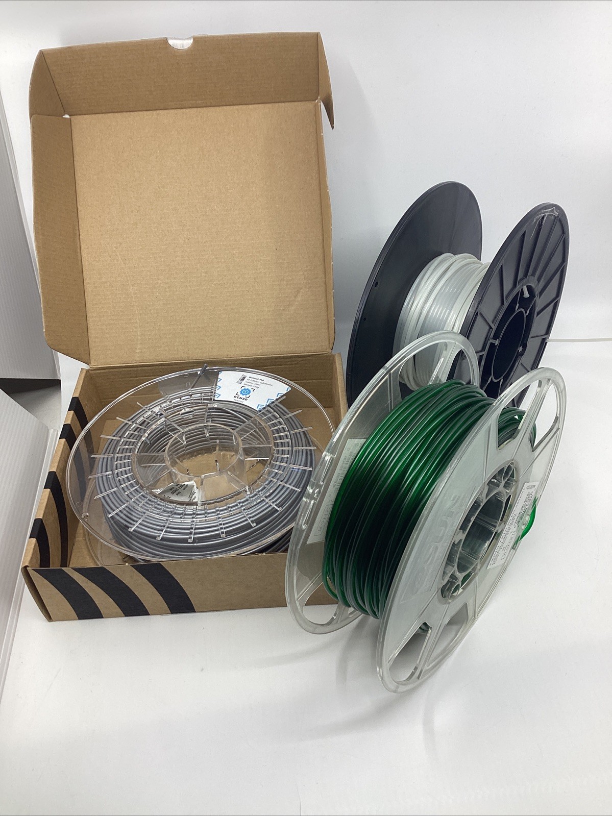 Used 2.85mm Filament Taulman3D Nylon Bridge / eSun PETG Green / BCN3D PLA Silver