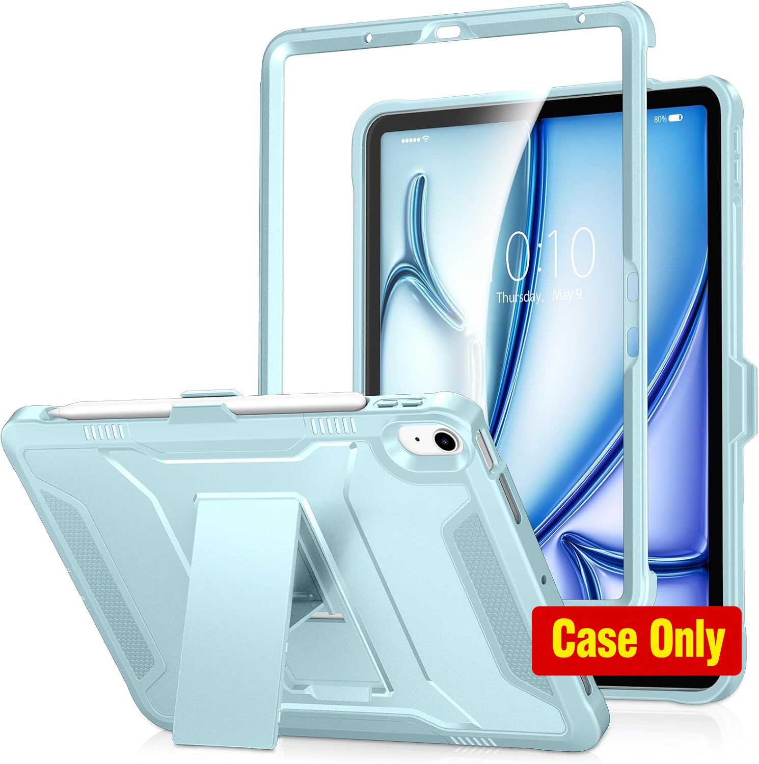 Case for iPad Air 11" M4/M3/M2 & 10.9" 5th Gen, Ice Blue, Protective Shockproof