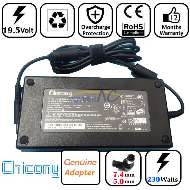 Original MSI GL73 8RD-421US GAMING LAPTOP CHARGER A11-200P1A 200W 7.4*5.0mm Cord