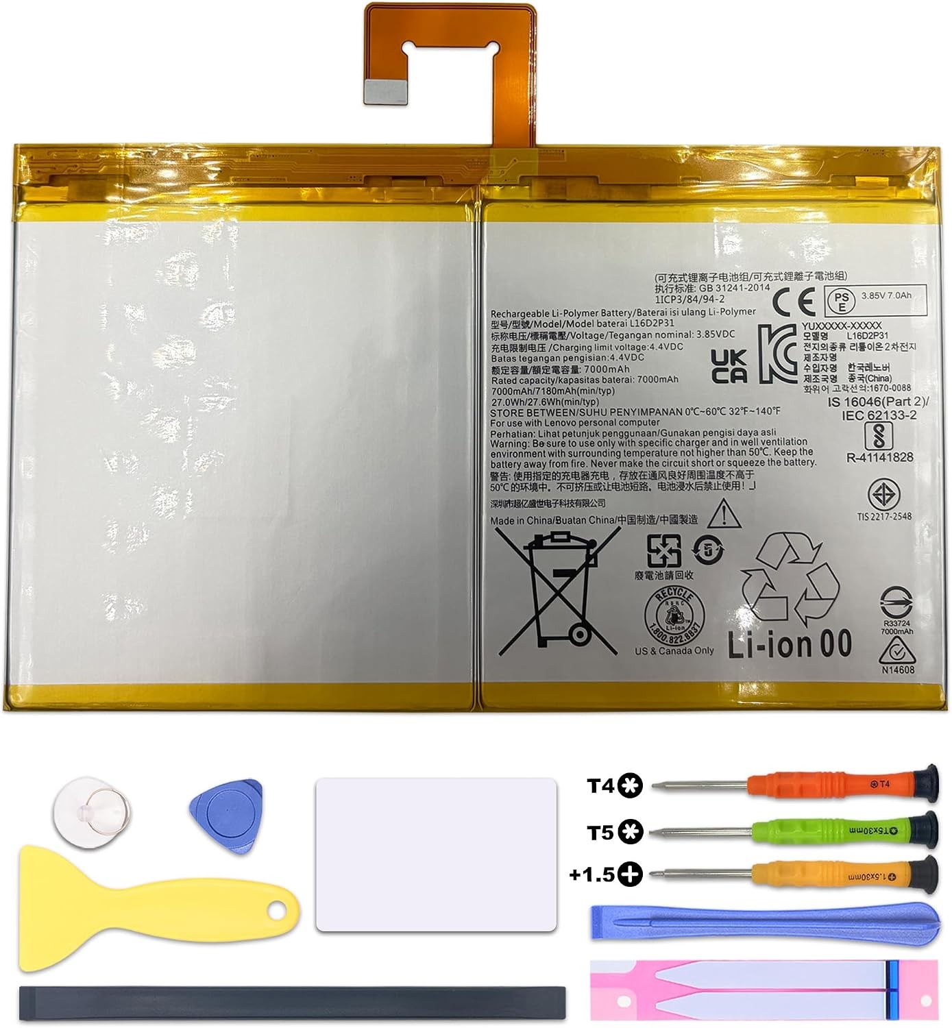 L16D2P31 Battery Replacement for Lenovo Tab 4 10 Tablet Model TB X304F TB X304L