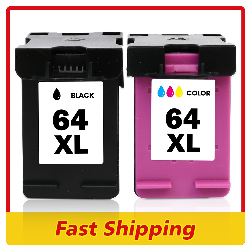 2 Pack 64 XL Ink Cartridge Combo for HP ENVY Photo 6252 6255 7155 7855 6220 6230