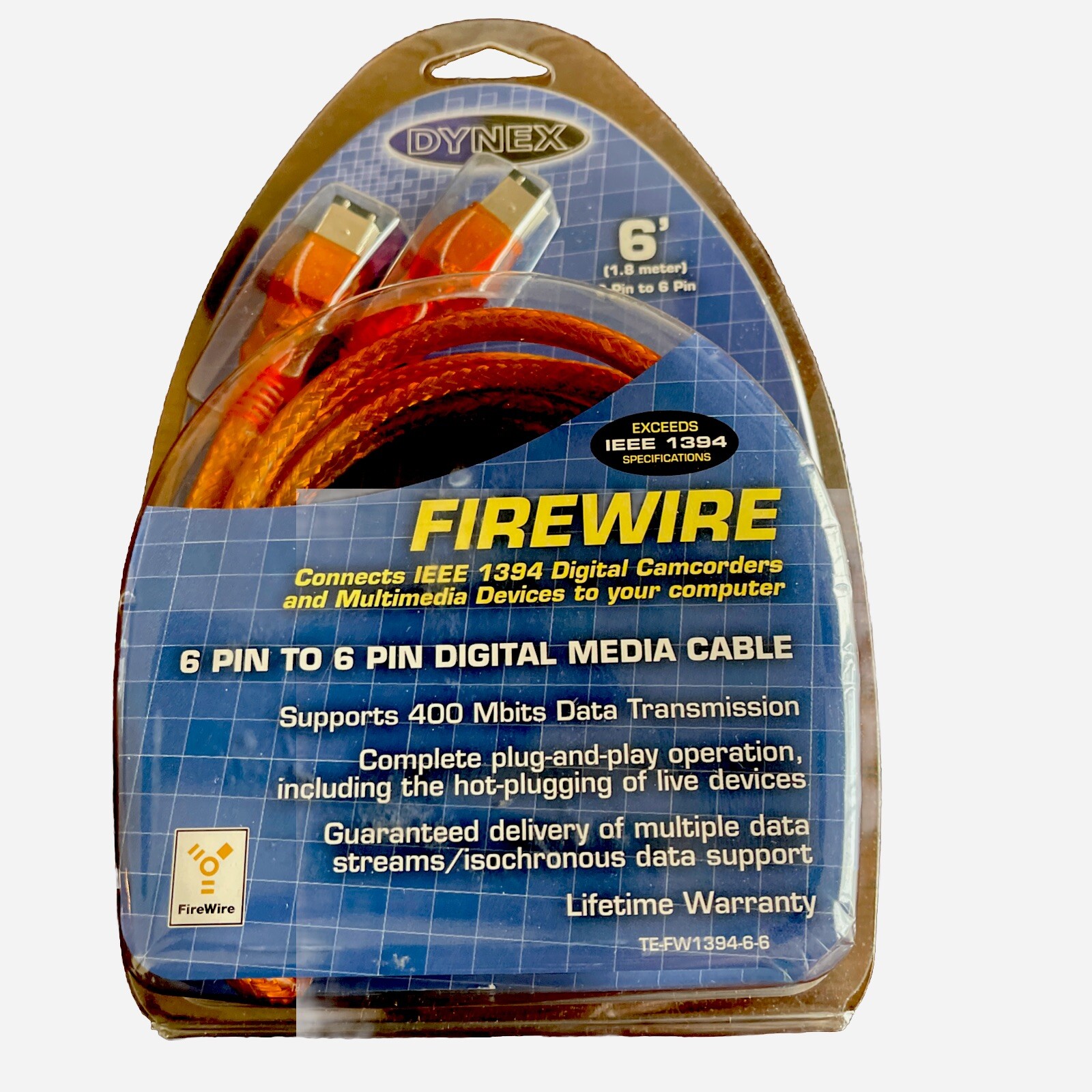 FireWire By DYNEX 6' 6 pin to 4 pin Digital Media Cable