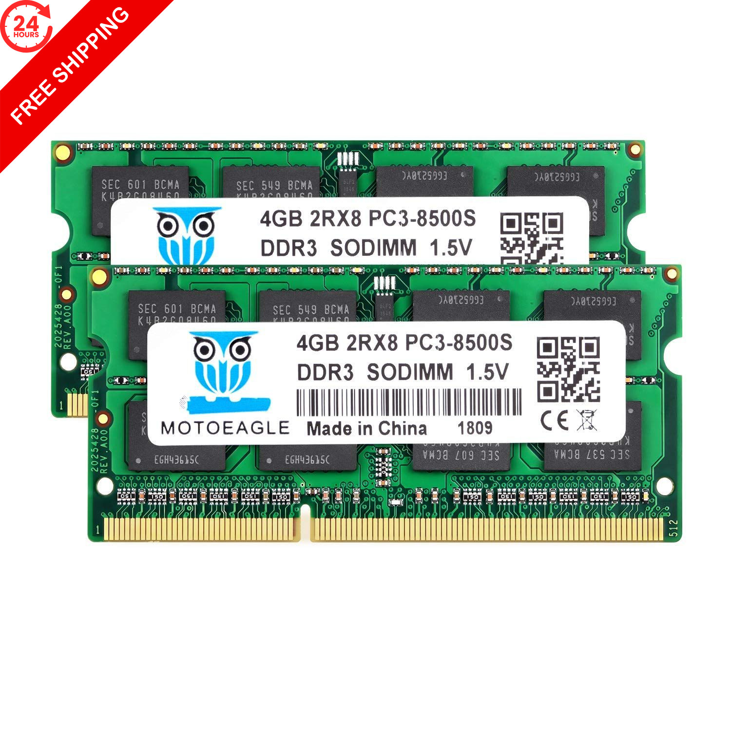 Motoeagle DDR3 1066MHz SODIMM 8 GB (4 x 2), Green PC3 8500S 4GBx2