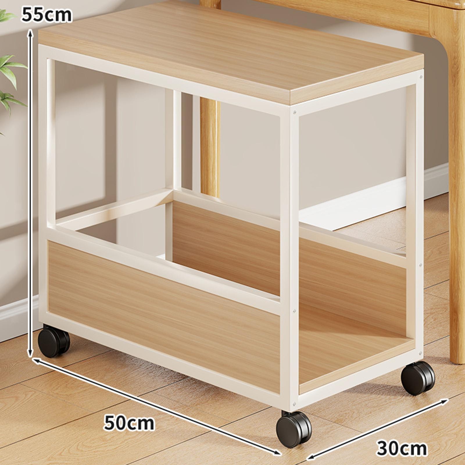 CPU Holder Wooden Rolling Cart Mobile for Gaming Home Office 2 Tier PC Stand