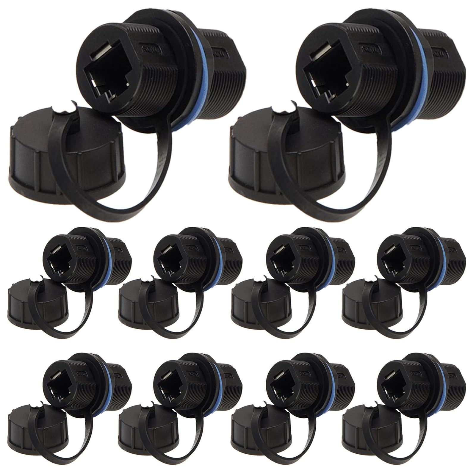 10 PCS Panel Mounting Shielded RJ45 Waterproof CAT6 Connector Double Head