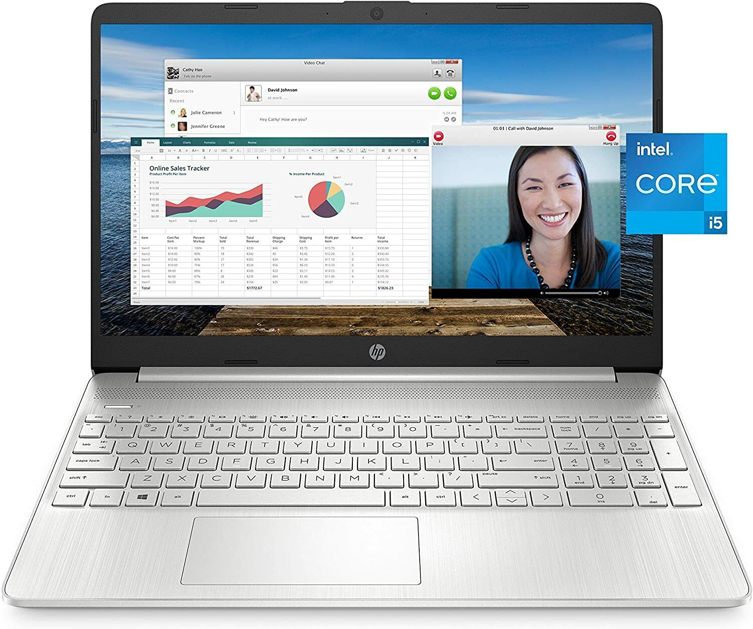 HP 15 Laptop 15.6” FHD i5-1135G7 8 256 GB SSD Natural Silver 15-dy2021nr NEW 
