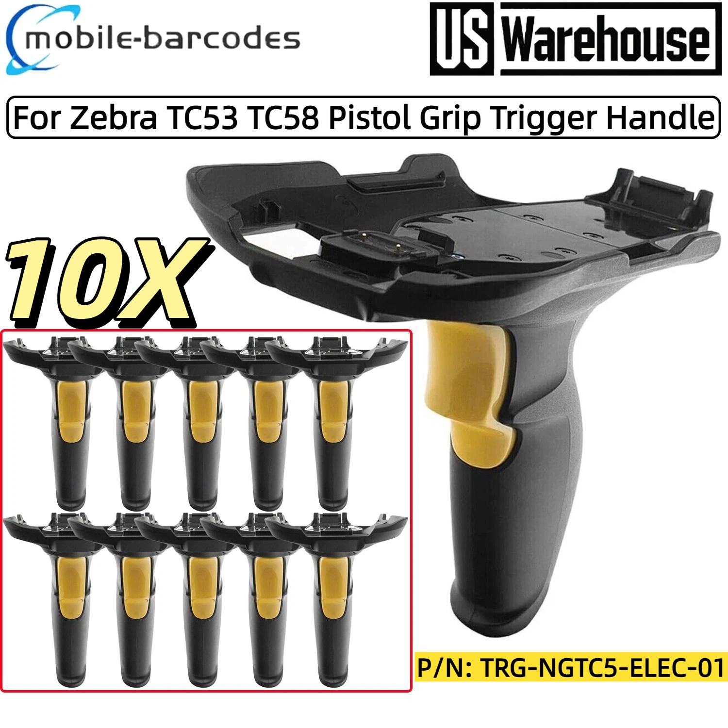 10X Pistol Grip Trigger Handle for Zebra TC53 TC58 TRG-NGTC5-ELEC-01 Scanner