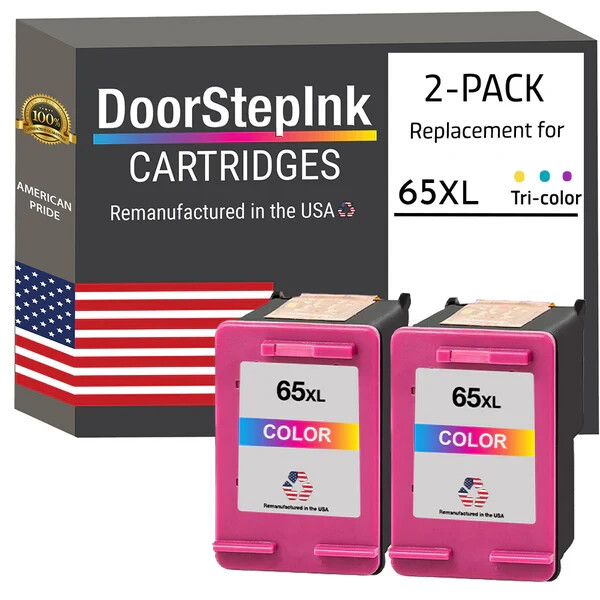 DoorStepInk Compatible Ink Cartridges For HP 65XL (N9K03AN) Color Twin Pack-USA