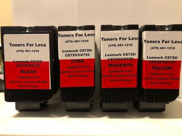 Lexmark CS720 CS725 CX725  Set of Four Colors 7K Standard Yield Comp. Toner