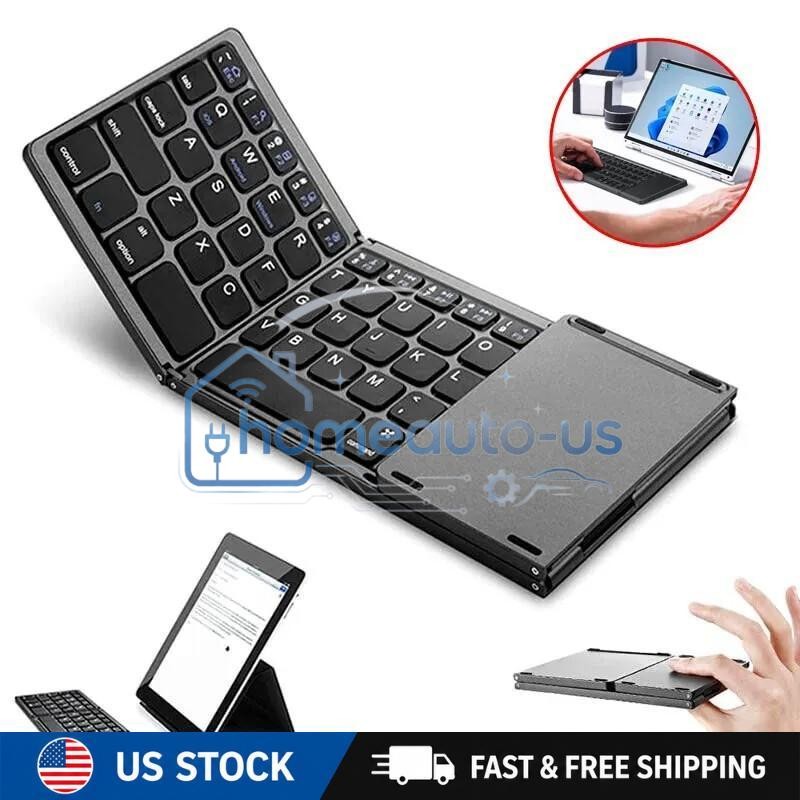 Mini Folding Wireless Bluetooth Keyboard With Touchpad for Laptop Tablet Phone