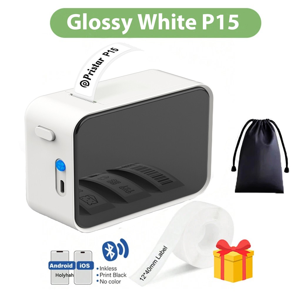 Bluetooth Label Maker Machine with Tape P15 Thermal Label Printer Rechargeable